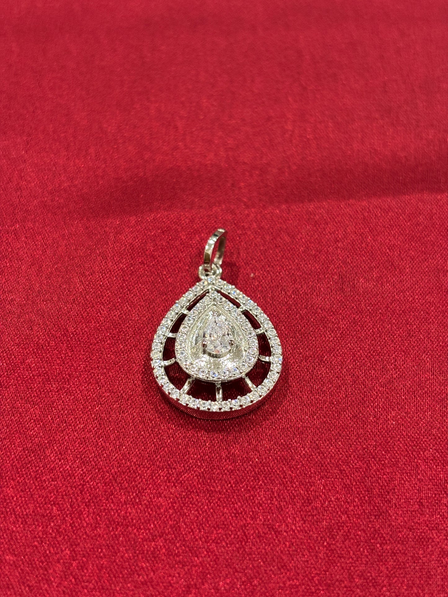 92.5 Silver Dew drop inspired Zircon Pendant