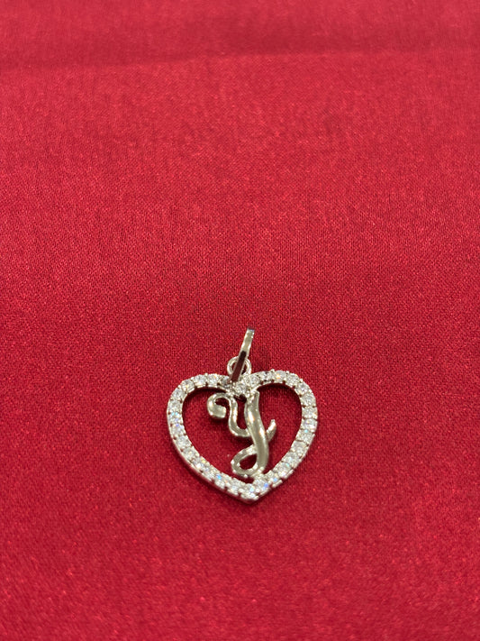 92.5 Silver Alphabet 'Y' heart pendant