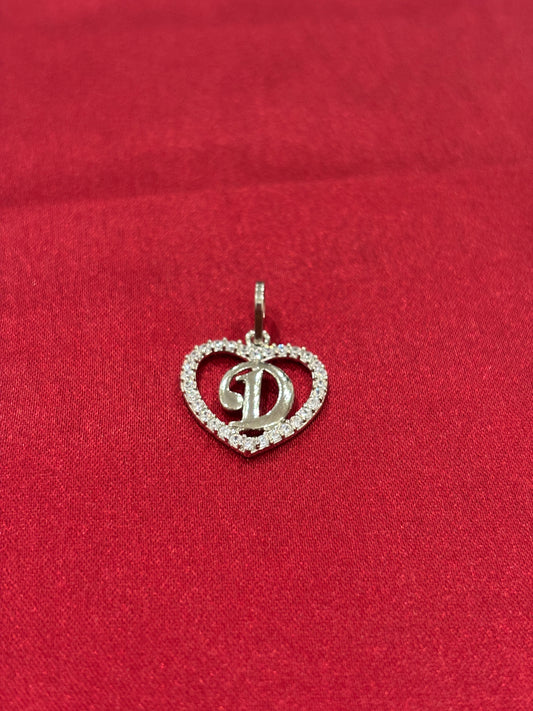 92.5 Silver Alphabet 'D' heart pendant