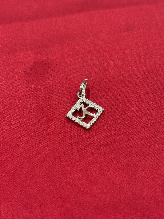 92.5 Silver Alphabet 'K' rectangular pendant