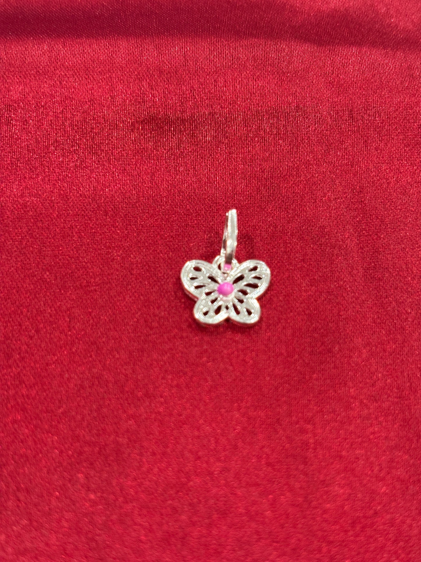 92.5 Silver Butterfly with pink enamel pendant