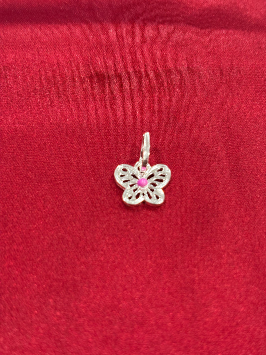 92.5 Silver Butterfly with pink enamel pendant