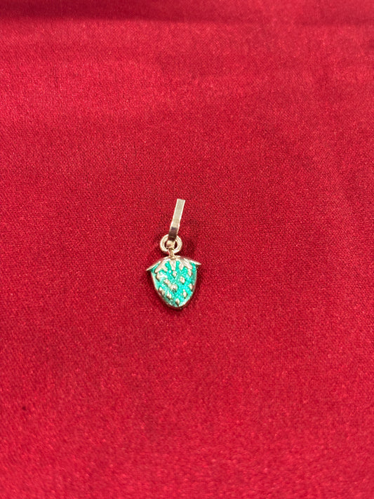 92.5 Silver green strawberry pendant