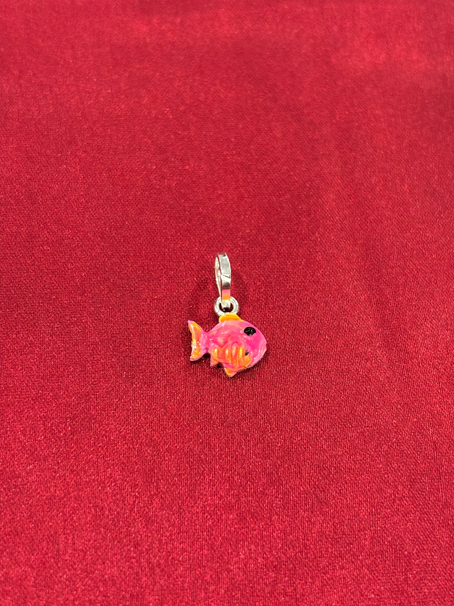 92.5 Silver Pink Enamel Fish Pendant