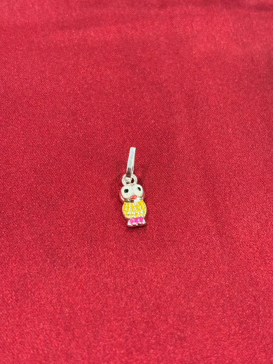 92.5 Silver Yellow Enamel Owl Pendant