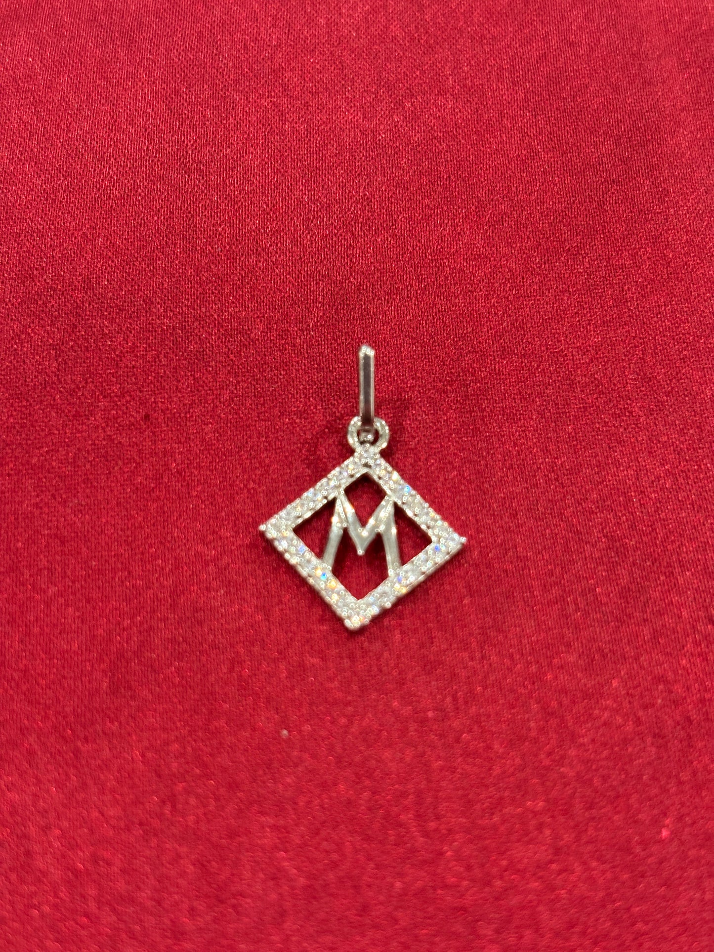92.5 Silver Alphabet 'M' Rectangle Pendant