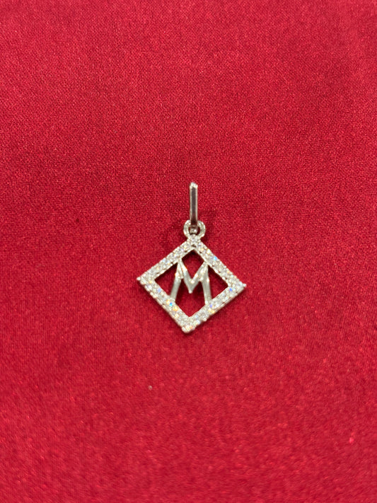 92.5 Silver Alphabet 'M' Rectangle Pendant