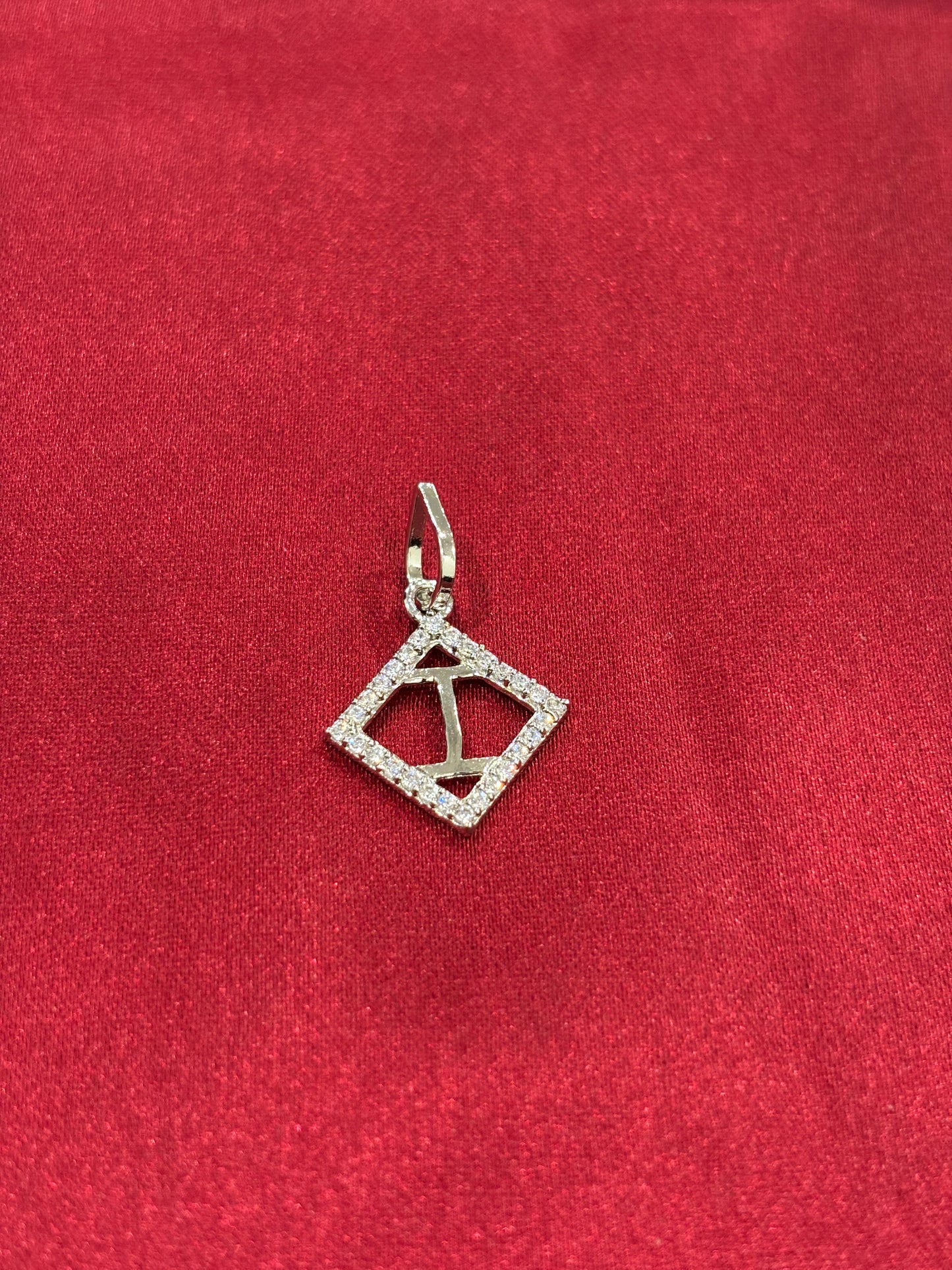 92.5 Silver Alphabet 'I' Rectangle Pendant