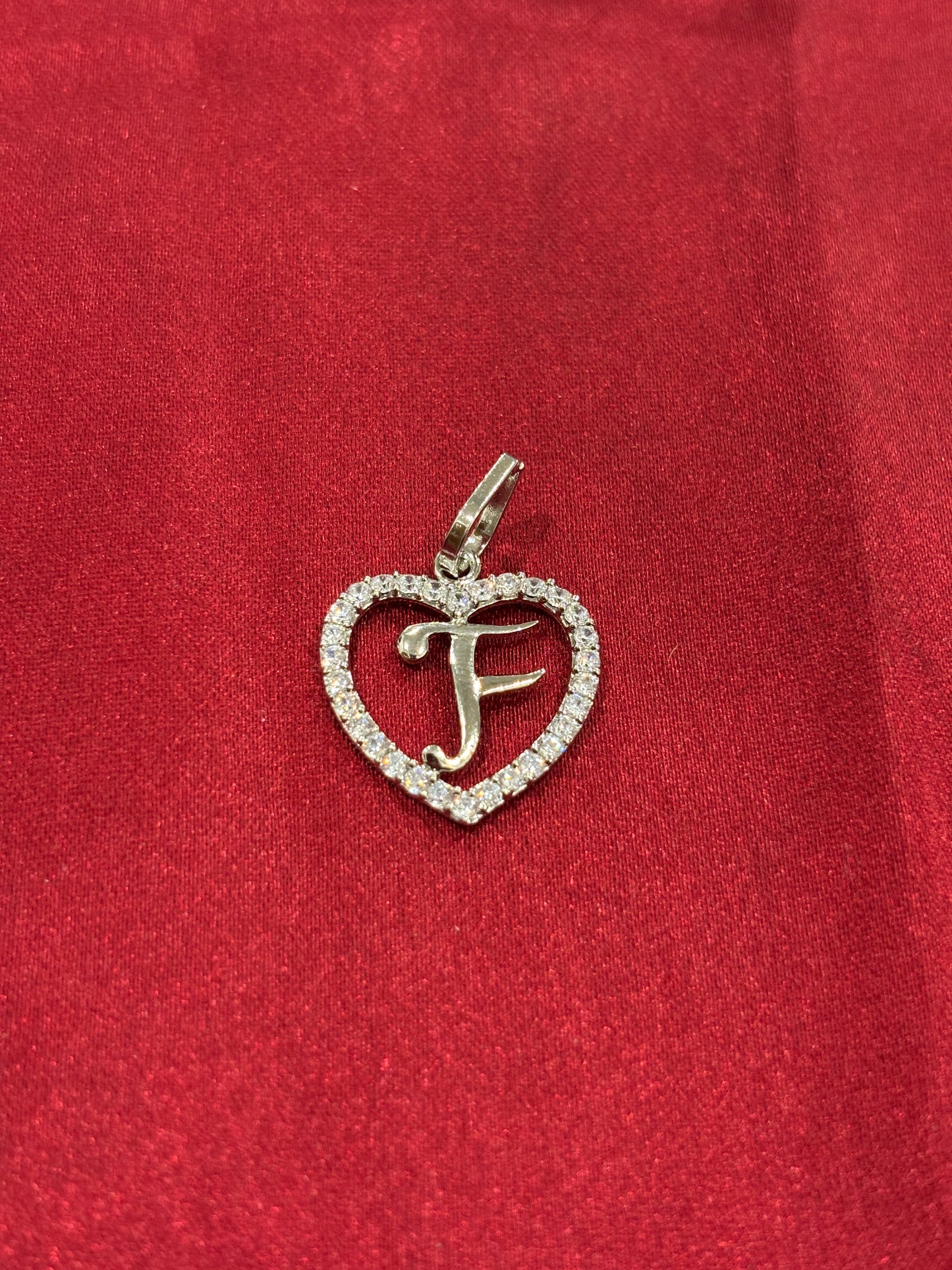 92.5 Silver Alphabet 'F'  Heart Pendant