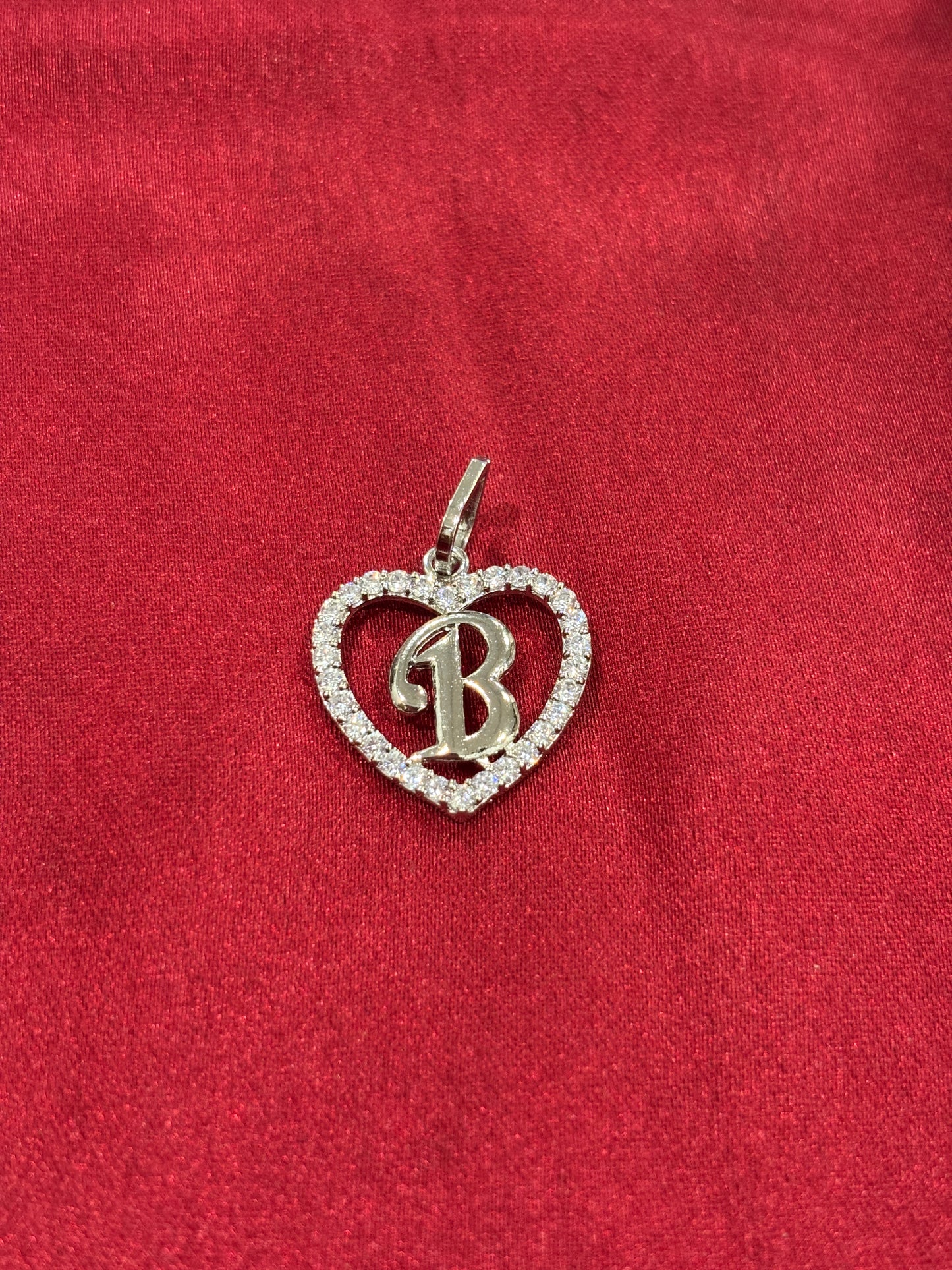 92.5 Silver Alphabet 'B'  Heart Pendant