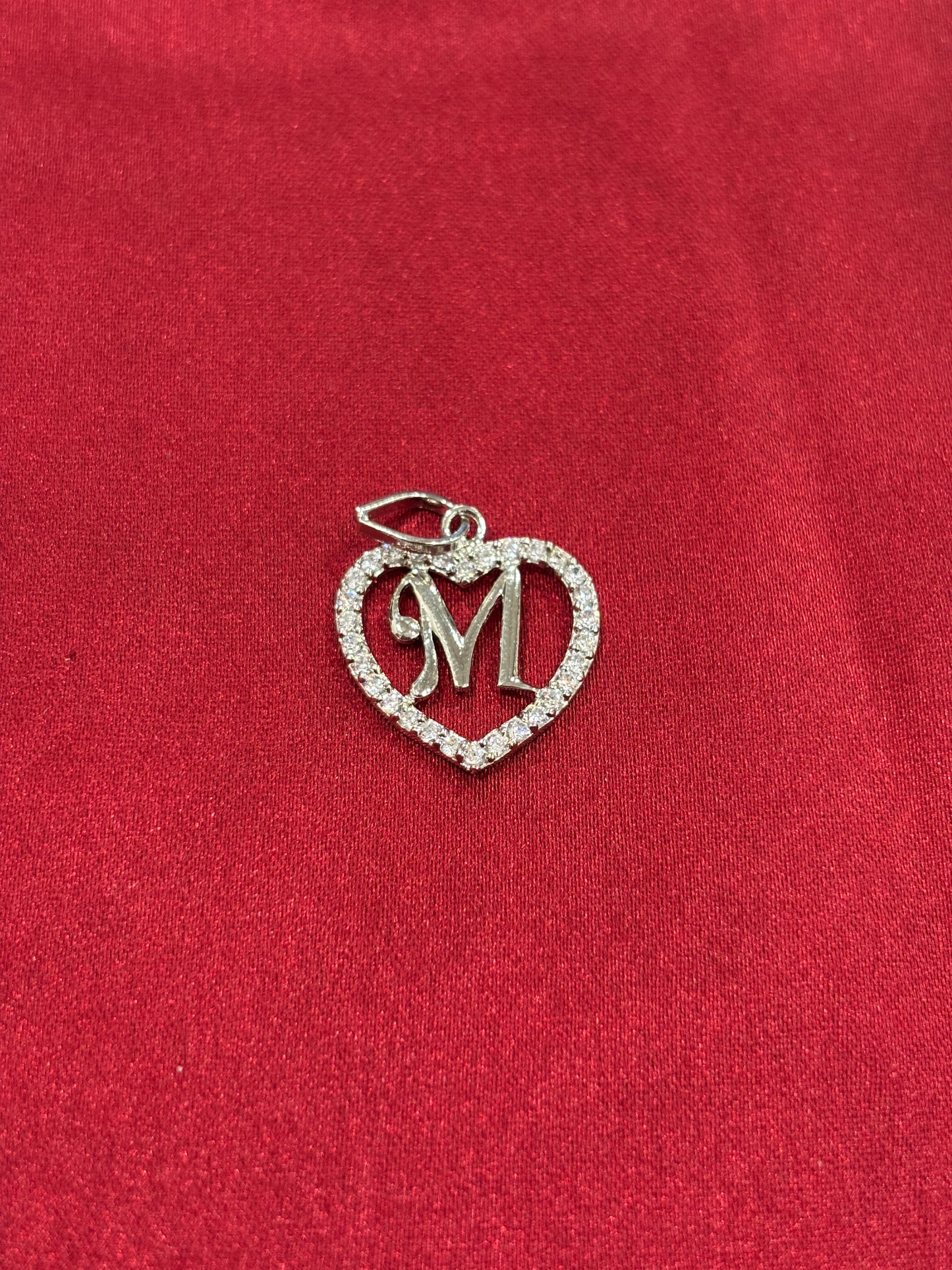92.5 Silver Alphabet 'M' Heart Pendant