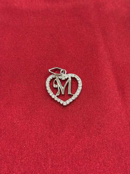92.5 Silver Alphabet 'M' Heart Pendant