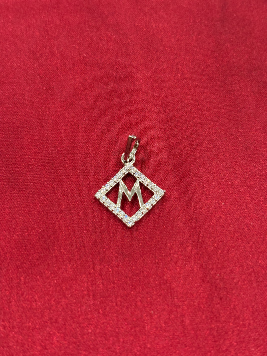 92.5 Silver Alphabet 'M' Rectangle Pendant