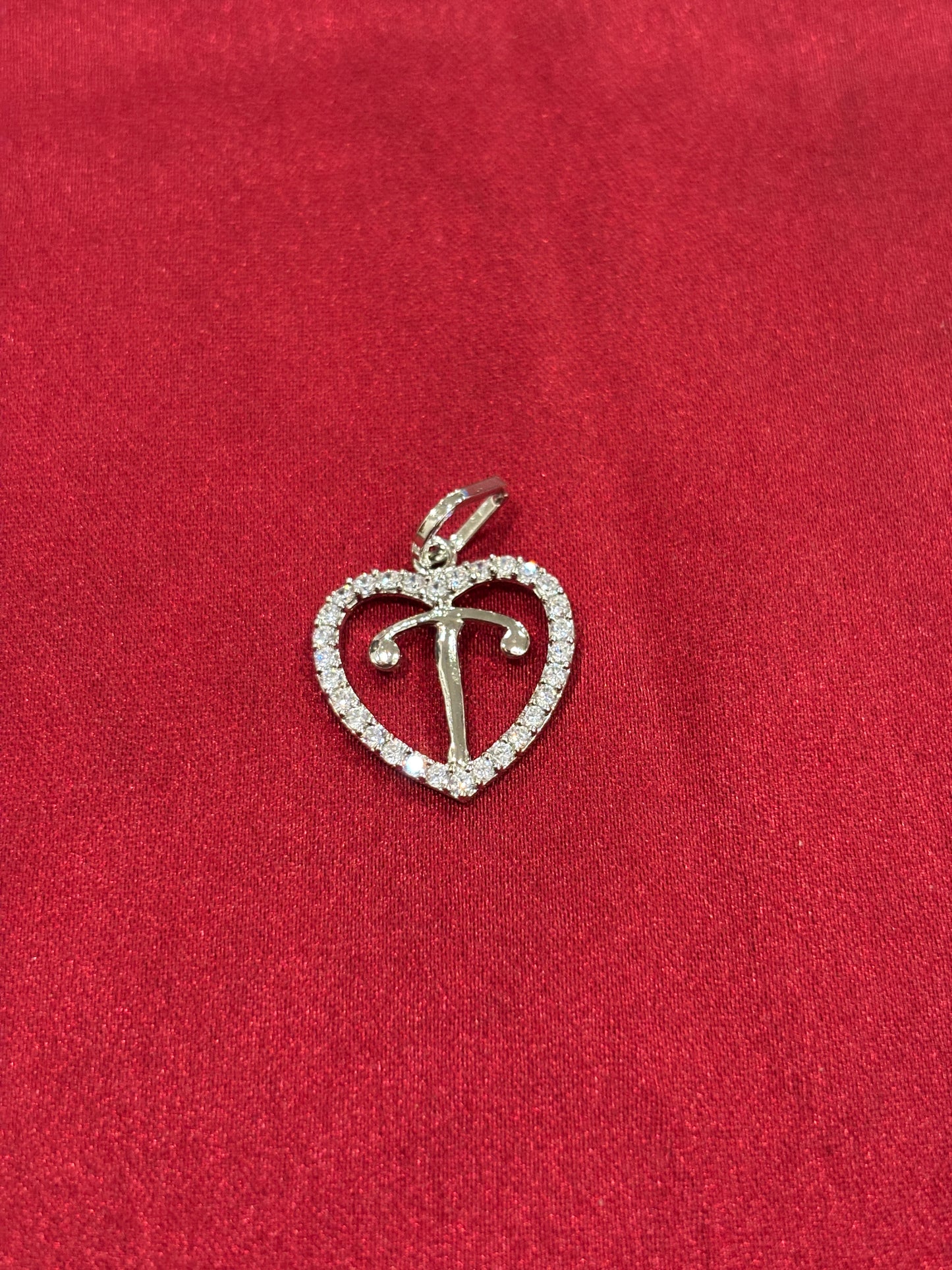 92.5 Silver Alphabet 'T' Heart Pendant