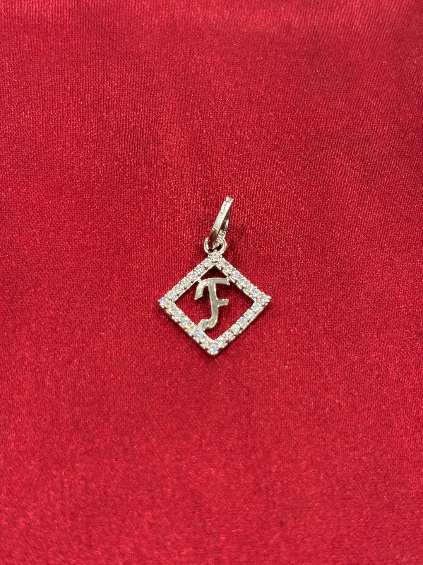 92.5 Silver Alphabet 'F' Rectangle Pendant