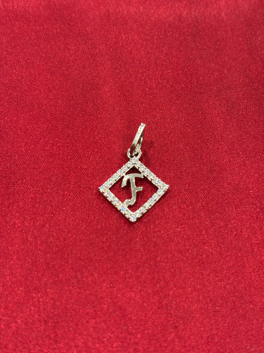 92.5 Silver Alphabet 'F' Rectangle Pendant