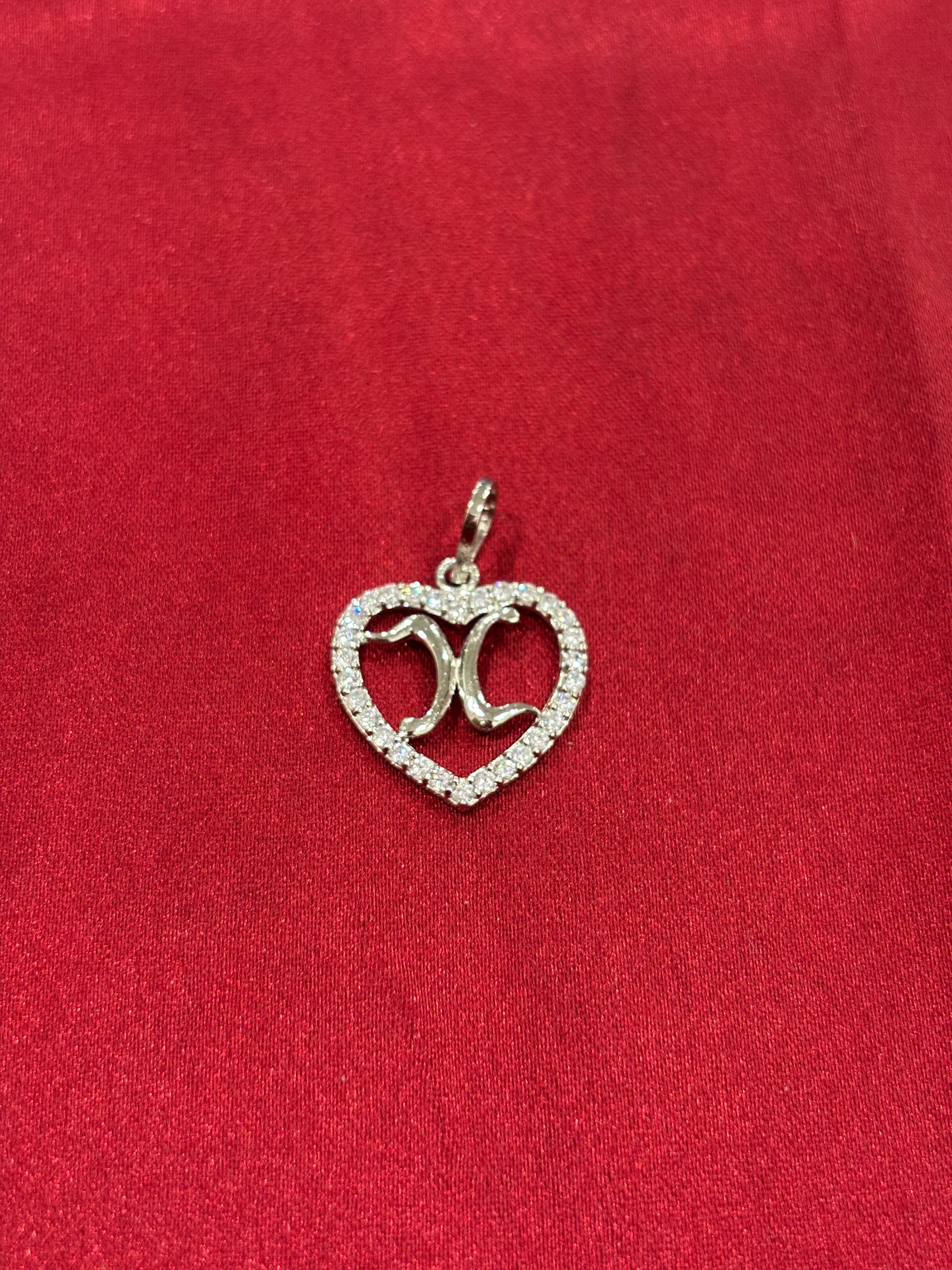 92.5 Silver Alphabet 'X' Heart Pendant