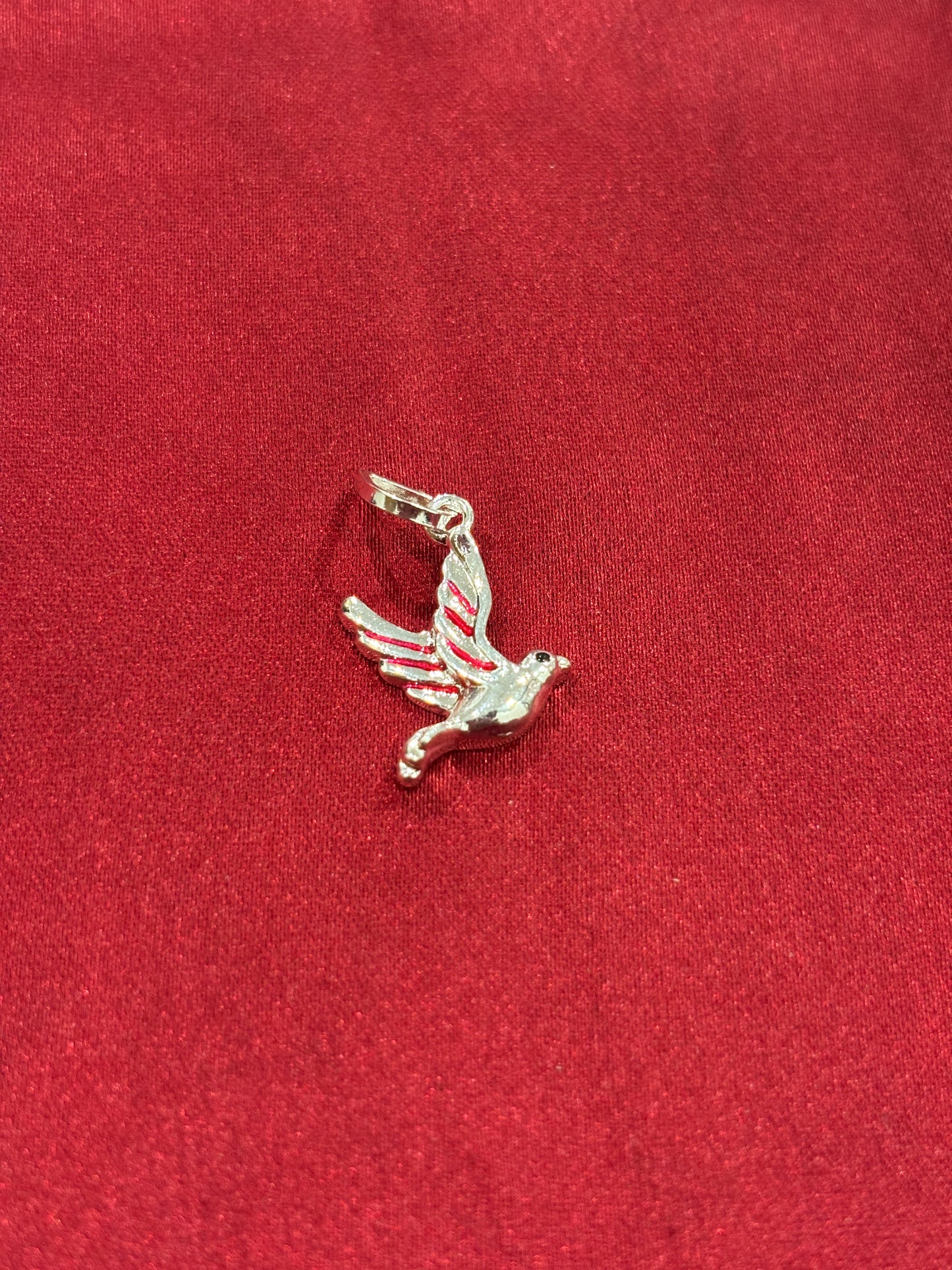 92.5 Silver Pink Enamel Bird Pendant