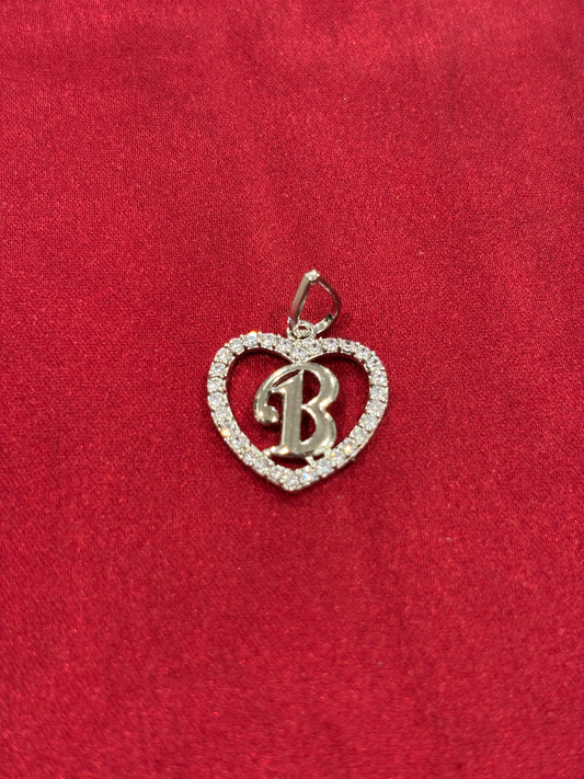 92.5 Silver Alphabet 'B' Heart Pendant