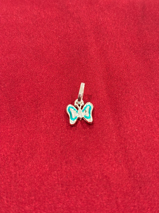 92.5 Silver Blue Bow Pendant