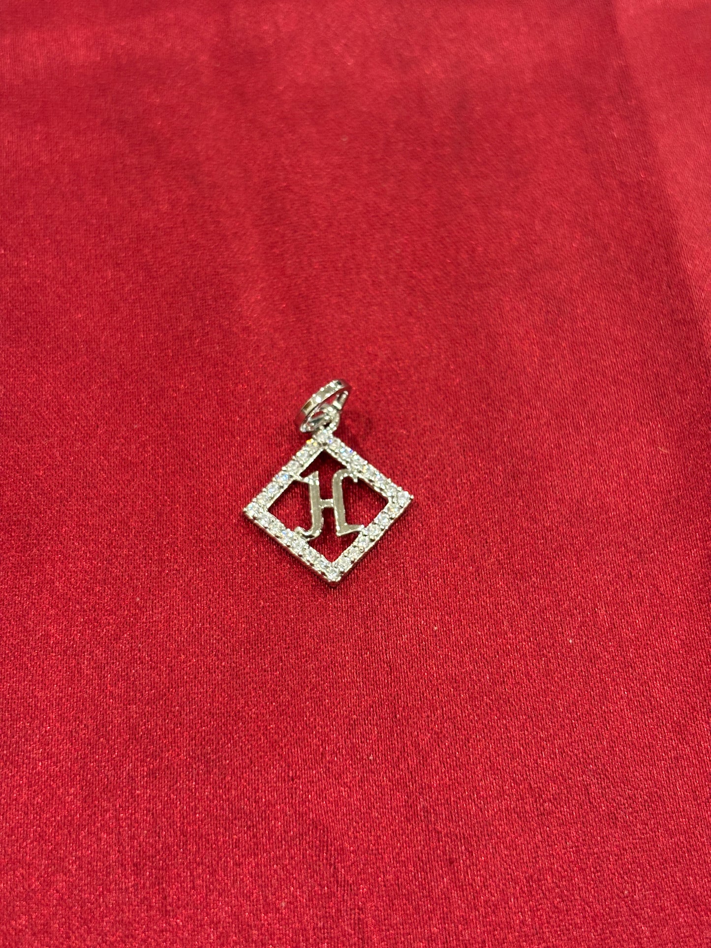 92.5 Silver Alphabet 'K' Rectangle Pendant
