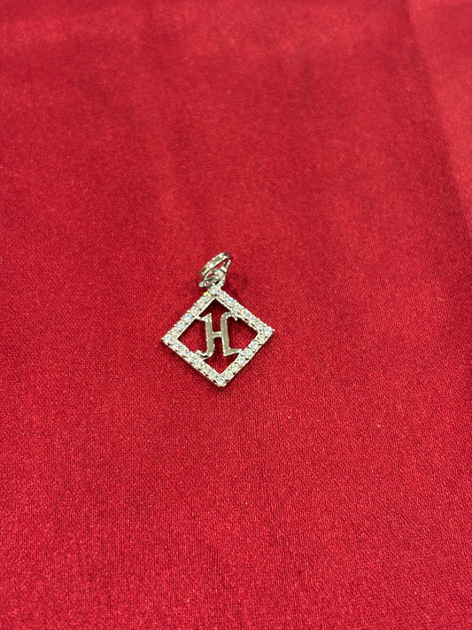 92.5 Silver Alphabet 'K' Rectangle Pendant