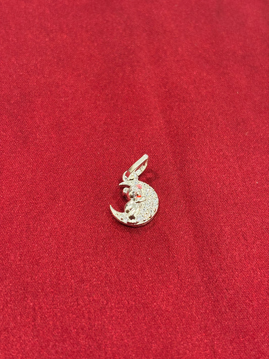92.5 Silver Bear Crescent Moon Pendant