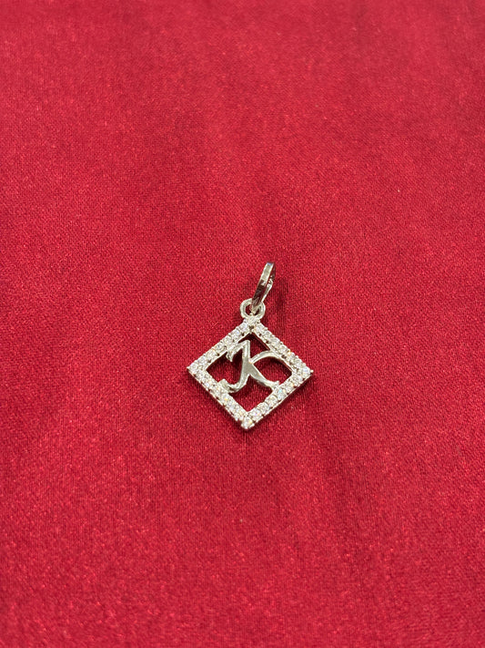 92.5 Silver Alphabet 'K' Rectangle Pendant