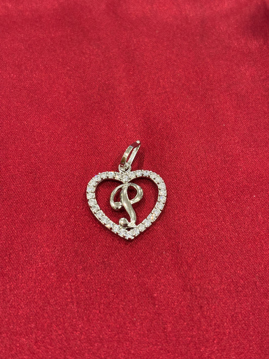 92.5 Silver Alphabet 'P' Heart Pendant