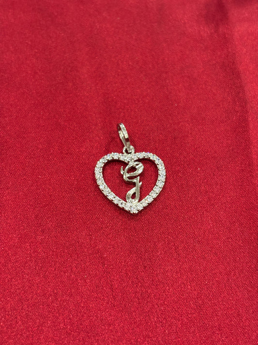 92.5 Silver Alphabet 'G' Heart Pendant (Copy)