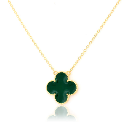 92.5 Silver Green Clover Good Luck Pendant Chain