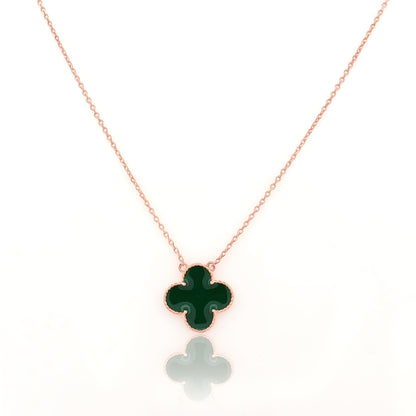 92.5 Silver Green Clover Good Luck Pendant Chain