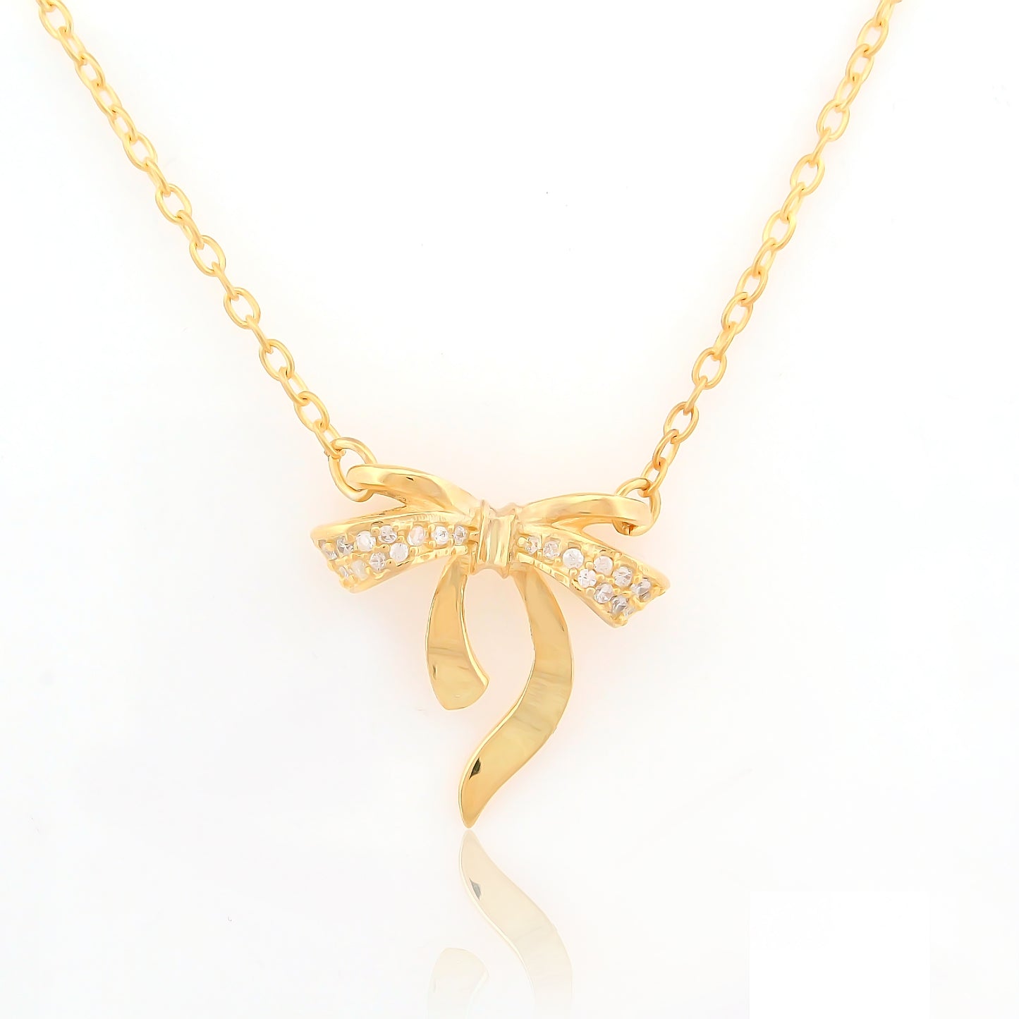 Bow Pendant with Sparkle 92.5 Silver Pendant Chain