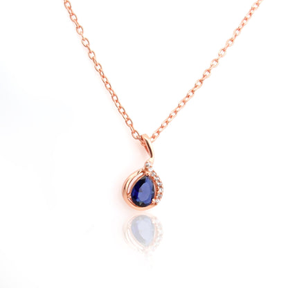 Curved Blue Drop Pendant in Silver Frame