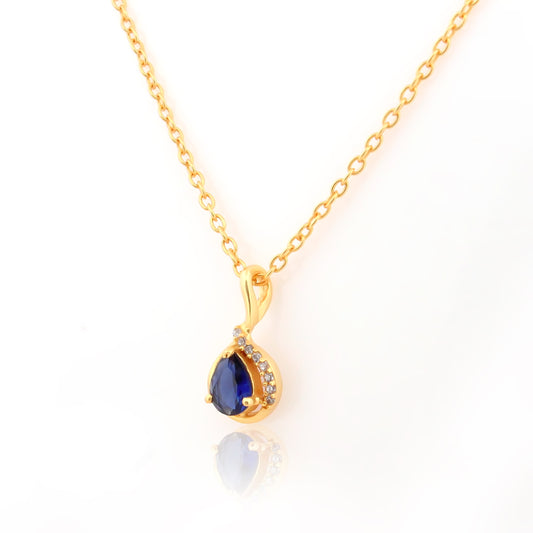 Curved Blue Drop Pendant in Silver Frame
