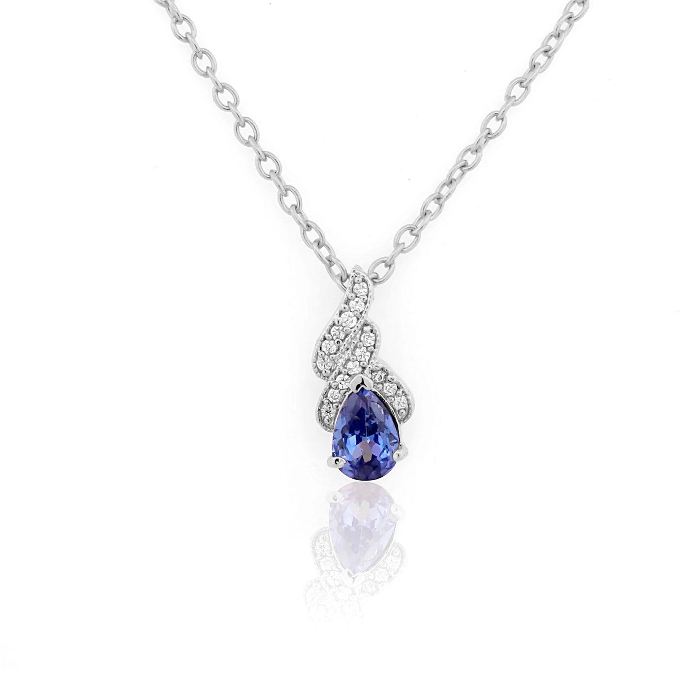 Royal Blue Teardrop 92.5 Silver Pendant Chain