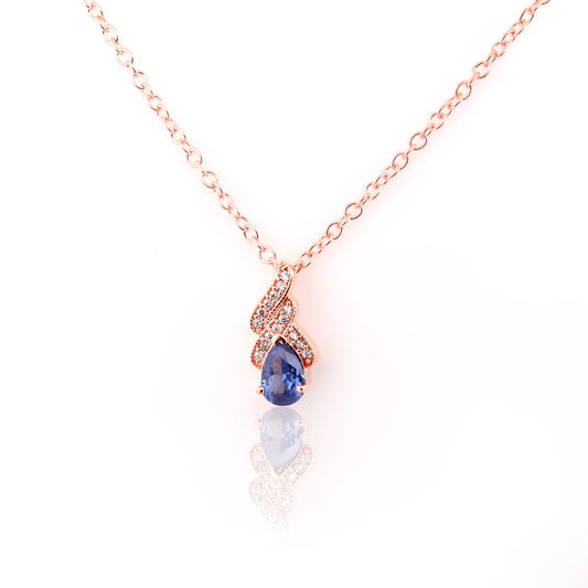 Royal Blue Teardrop 92.5 Silver Pendant Chain