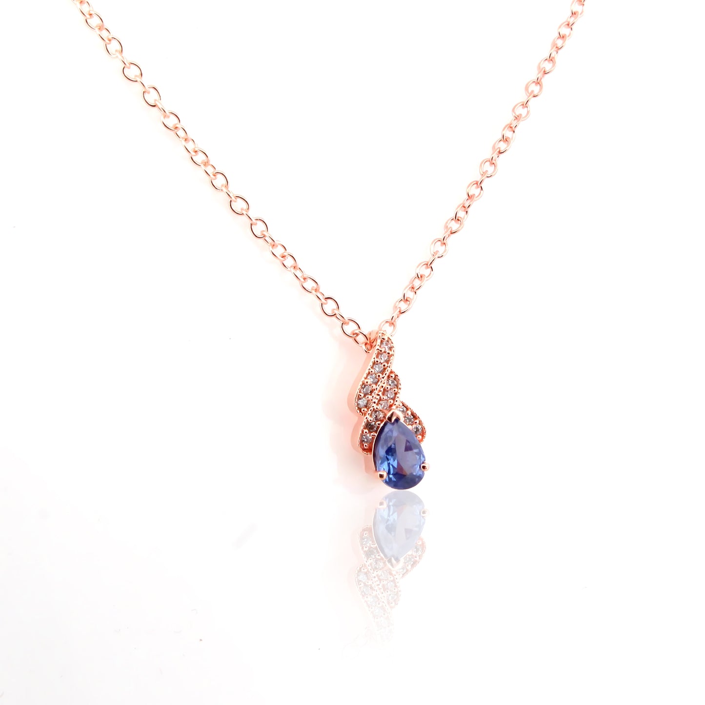 Royal Blue Teardrop 92.5 Silver Pendant Chain