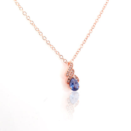 Royal Blue Teardrop 92.5 Silver Pendant Chain
