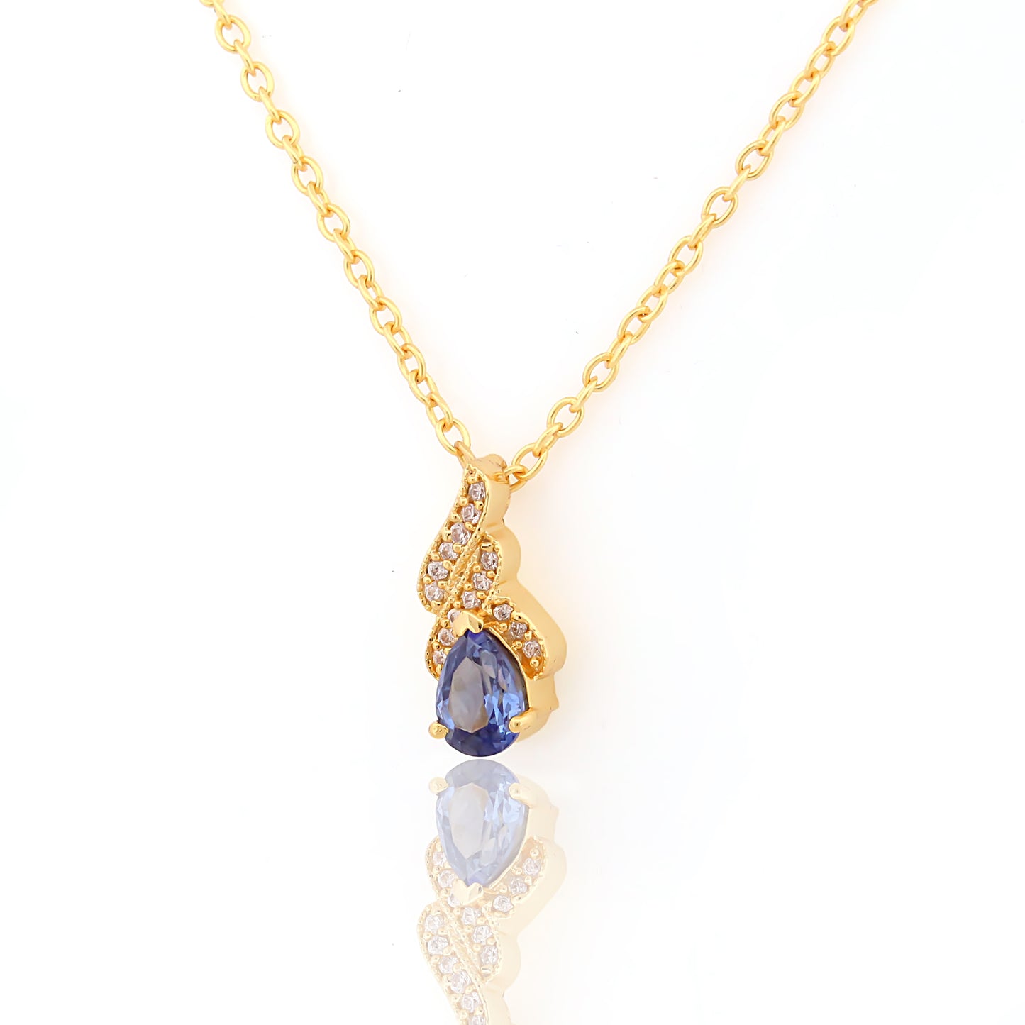 Royal Blue Teardrop 92.5 Silver Pendant Chain