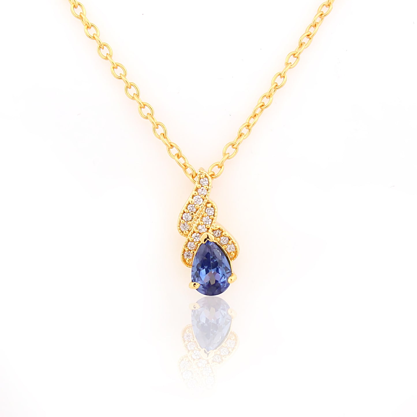 Royal Blue Teardrop 92.5 Silver Pendant Chain