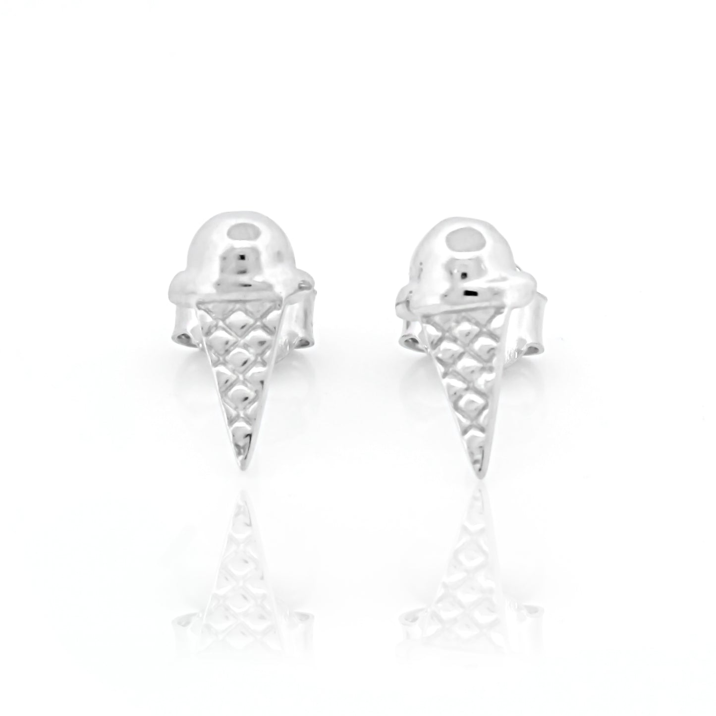 Ice Cream Cone Stud Earrings in Silver