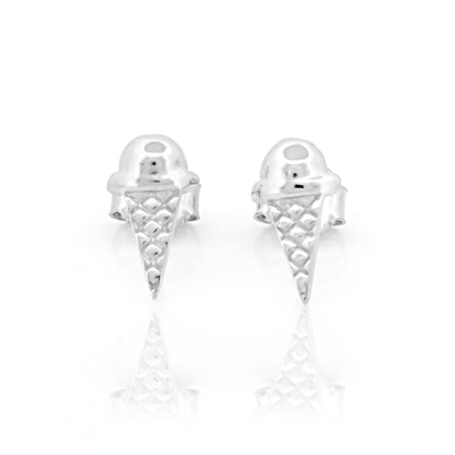 Ice Cream Cone Stud Earrings in Silver