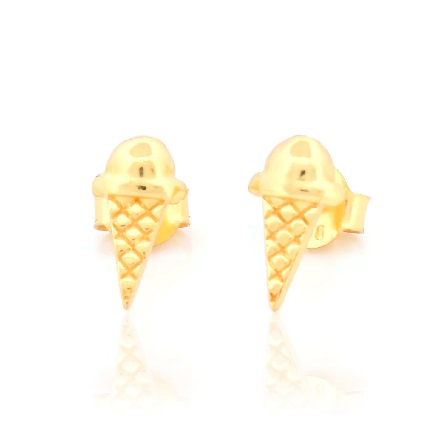 Ice Cream Cone Stud Earrings in Silver