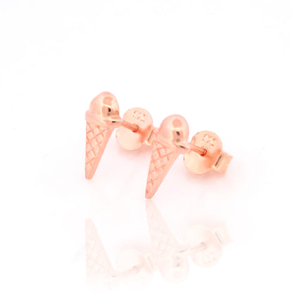 Ice Cream Cone Stud Earrings in Silver