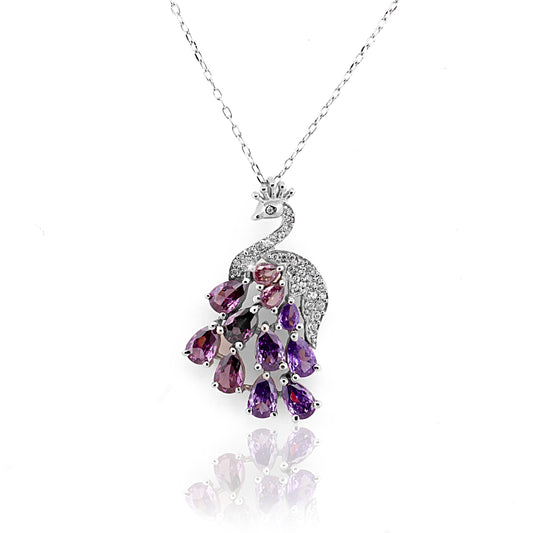 Regal Peacock Silver Pendant