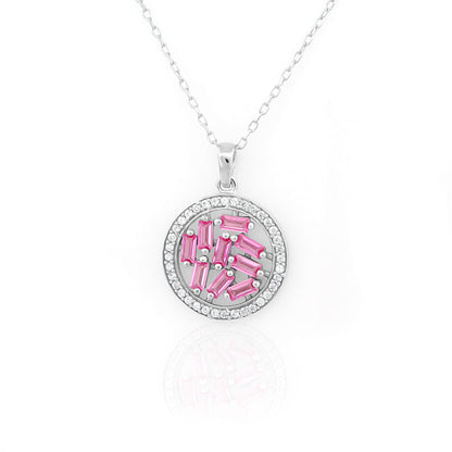 Mini Mosaic Circle Silver Necklace