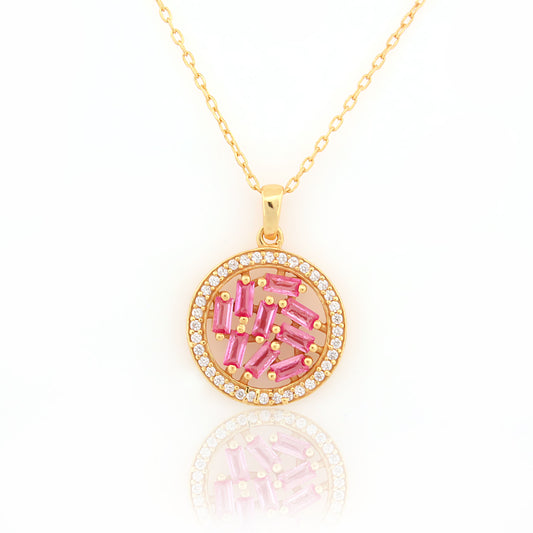 Mini Mosaic Circle Silver Necklace