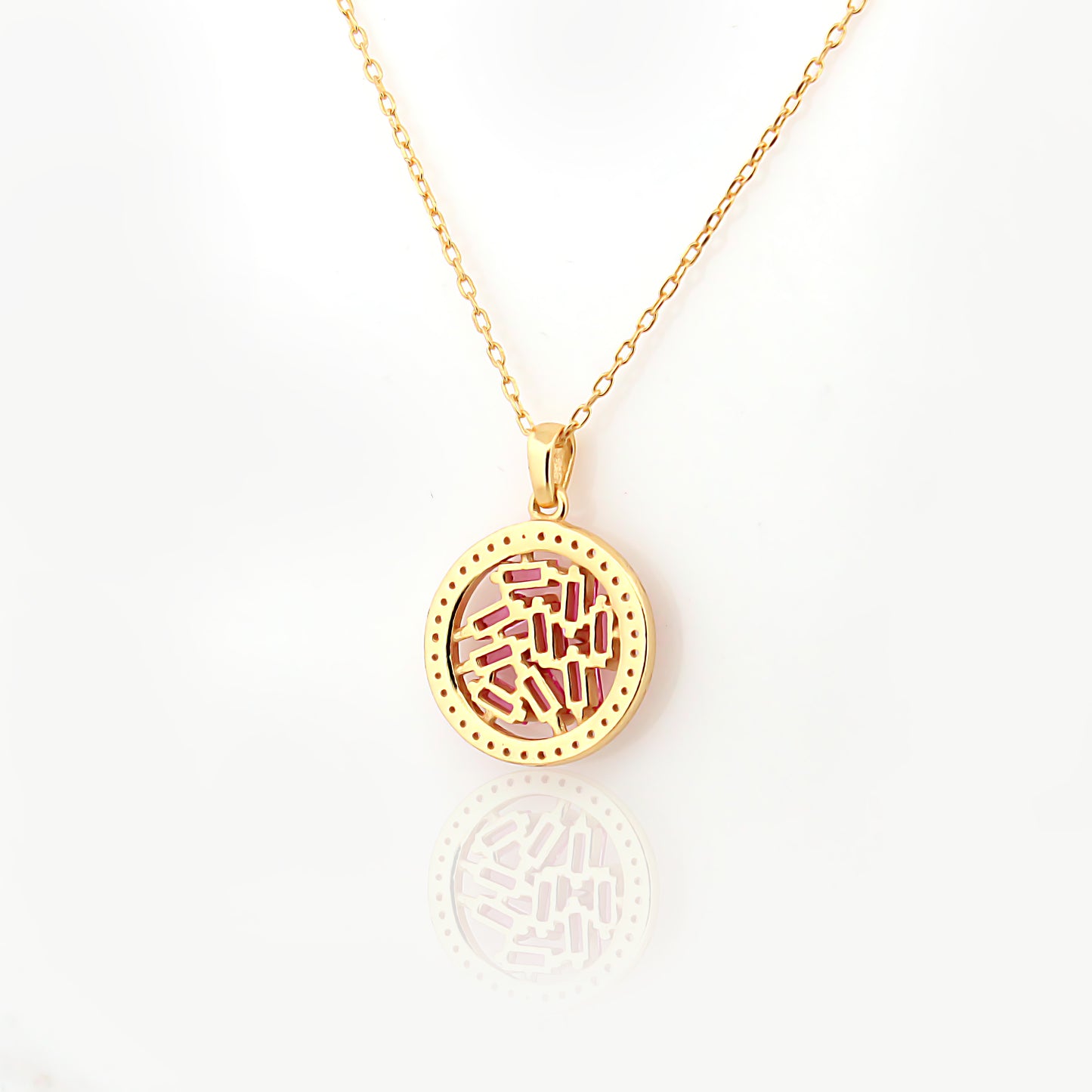 Mini Mosaic Circle Silver Necklace