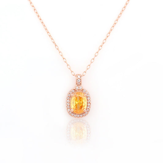Pastel Sunshine Yellow Gemstone  92.5 Silver Pendant Necklace